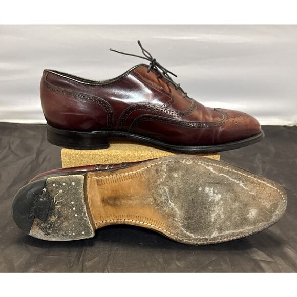 Johnston & Murphy Aristocraft Wingtip Oxford 11 Burgundy Leather Dress Shoes VTG main image 7
